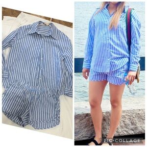 Maternity Blue and White Striped maternity set small